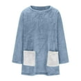 thumbnail image 6 of fatyb Women's Fuzzy Fleece Long Tops Crewneck Sherpa Sweatshirts Oversized Warm Pullover with Pockets, 6 of 6