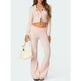 thumbnail image 3 of Women’s Two Piece Outfits Set Zip Up Cropped Hoodie and Bootcut Pants, 3 of 9