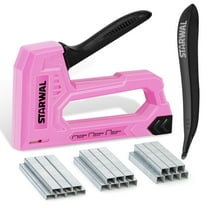 Starwal Pink Staple Gun Kit, 3-in-1 Manual Tacker with Remover & 1600 JT21 Staples for Upholstery and Craft Work