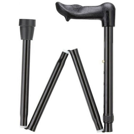 Walking Cane Folding Adjustable Shaft Right Palm Grip Cane Black