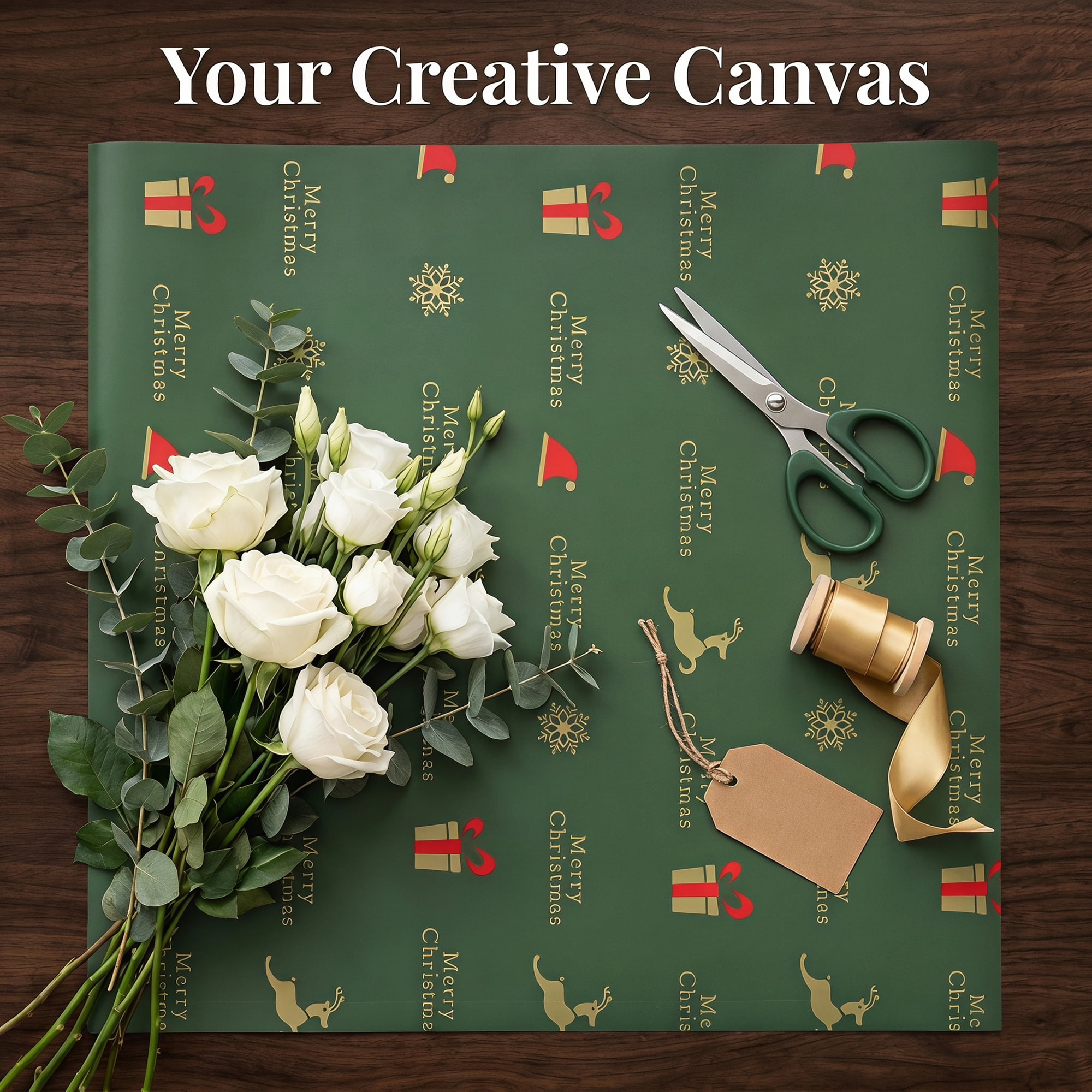 Unique Bargains Waterproof Matte Gift Wrap Paper for Bouquets Green Gift 22"x 22"