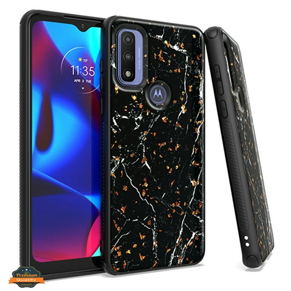 Xpression Case for Motorola Moto G Power 2022 Marble Fashion Stone Stylish Flake Glitter Bling Hybrid Slim Glossy TPU Rubber Hard Phone Cover [Marble Black]