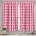 thumbnail image 2 of Ambesonne Geometric Rhombus Valance & Curtain, Feminine Argyle, 55"x30", Pink and Blush, 2 of 7