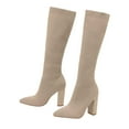 thumbnail image 5 of Chenyee Knee High Boots for Women Heel Pointed Toe Breathable Stretch Knit Sock Booties, 5 of 8