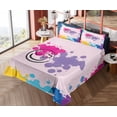 thumbnail image 4 of Ambesonne Emoji Fitted & Top Sheet Set with Sham, Simple Heart Eyes Funny Face, Pale Pink Multicolor, 4 of 5