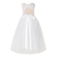 thumbnail image 2 of Ekidsbridal Ivory Floral Lace Neck A-Line Keyhole Back Flower Girl Dress Pretty Princess 178R3 2, 2 of 3