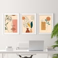 thumbnail image 3 of Boho Wall Art Set of 3, Minimalist Abstract Boho Sun Poster Sunrise Women Palm Leaf Wall Decor Bohemian Poster Mid Century Modern Arts Print Pictures for Aesthetic Room Bedroom 12x16 inch Unframed, 3 of 6