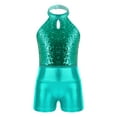 thumbnail image 3 of TSSOE Girls Sparkle Ballet Dance Outfits Sleeveless Gymnastic Leotard with Shorts Set Unitard Cheer Costume Lake Green 8, 3 of 7