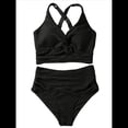 thumbnail image 3 of Conjuntos de Bikini Texturizados para Mujer, Trajes de Baño con Parte Superior y Cintura Alta. Negro XL, 3 of 8