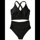 thumbnail image 3 of Conjuntos de Bikini Texturizados para Mujer, Trajes de Baño con Parte Superior y Cintura Alta. Negro M, 3 of 8