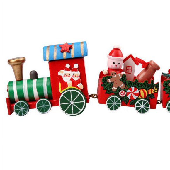MesaSe PENGXAING 4 Pieces Wood Christmas Train Decoration Decor Gift