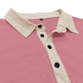 thumbnail image 5 of Men Polo Shirt Long Sleeve Button Down Tees Shirt Loose Fit Pink Men T Shirts, 5 of 6