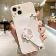 thumbnail image 4 of White Phone Case with Cute Cat Paw Card Holder & Adjustable Shoulder Strap, Shockproof Soft Case for iPhone 12 Pro, 4 of 12