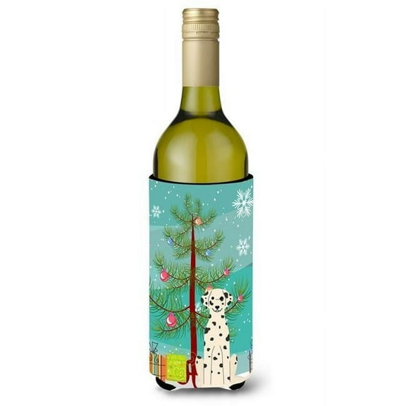 Merry Christmas Tree Dalmatian Wine Bottle Beverge Insulator Hugger