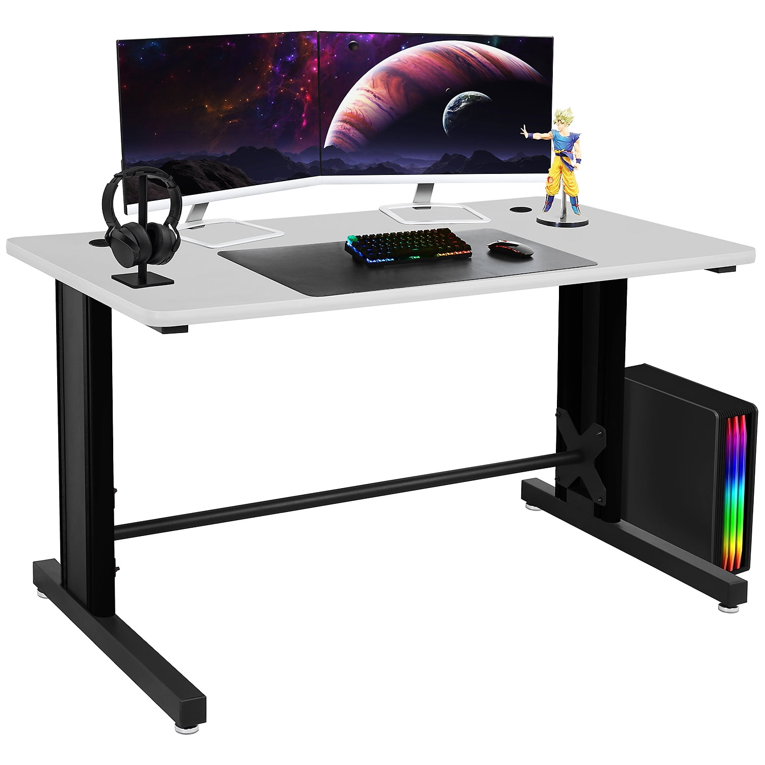 StarAndDaisy Gaming Desk Table and Home Office Computer Desk with Full Desk  Mouse Pad - Black