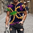 thumbnail image 4 of Charella Carnival T-shirts for Men Mardi Gras Decorations Short Sleeve Crewneck Tops 2024 Men Clothing Casual Fashion,Purple,XL, 4 of 5