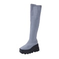 thumbnail image 2 of Nmnitkp Boots for Women - Fashionable Casual Winter Style, Over-The-Knee Mesh Elastic Stockings Boots with Round Toe & Thick Bottom Wedge Heel Gray,43, 2 of 9