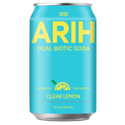 ARIH Dual Biotic Soda, Functional Prebiotic and Postbiotic Soda, Low Sugar, Clear Lemon, 12 fl oz