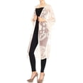 thumbnail image 3 of Womens Long Embroidered Lace Kimono Cardigan with Half Sleeves, 3 of 4
