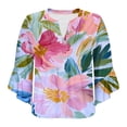thumbnail image 5 of FAHXNVB Women's Summer 3/4 Sleeve Tops Boho Floral Prinetd Blouses Dressy Casual Tunic Ruffle Sleeve V Neck Loose Fit T Shirts, 5 of 5