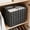 Black, variant on Large Foldable Linen Storage Basket – Black Grid Checkered Organizer Bin with Handles, Closet & Laundry