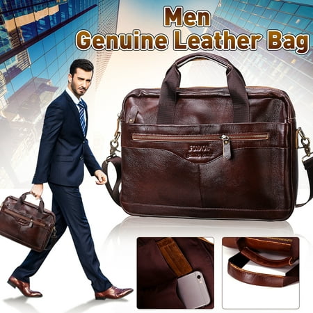 Men Vintage Genuine Leather Handbag Business Briefcase Messenger Shoulder (Best Mens Business Bags)