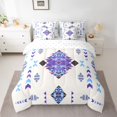 thumbnail image 2 of Feelyou Bohemian Aztec Bedding Comforter Set 7pcs, Purple Triangle Queen Bedding Sets, 2 of 8