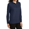 thumbnail image 5 of Womens Silk Touch Long Sleeve Cotton/Polyester Polo Shirt Navy Small, 5 of 5