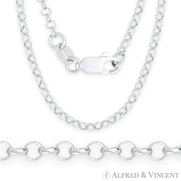 2.6mm Open Rolo Circle Cable Link Italian Chain Necklace in .925 Sterling Silver