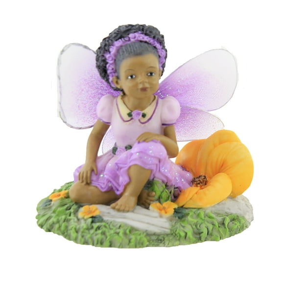 Black Art Child Fairy Lavender Polyresin Figurine Pansy 17401