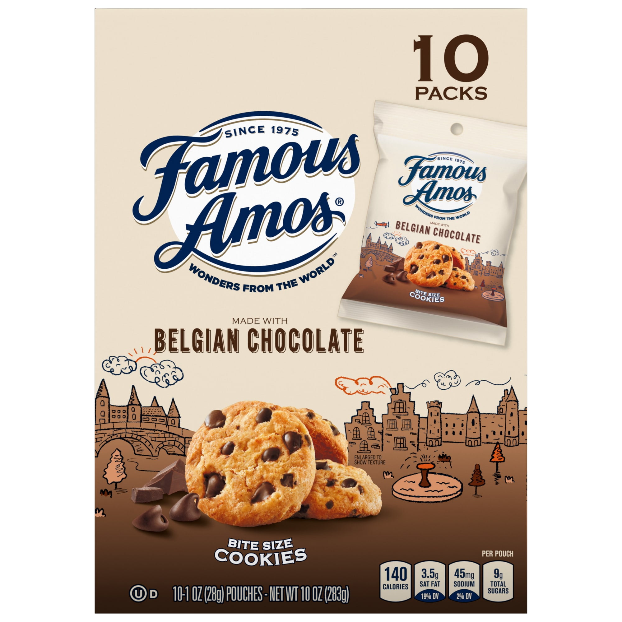 Famous Amos Belgian Chocolate Chip Cookies Multipack, 10 oz (10 Count)