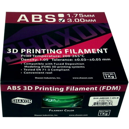 Shaxon 3D ABS Filament 3mm 1kg Reel, Green