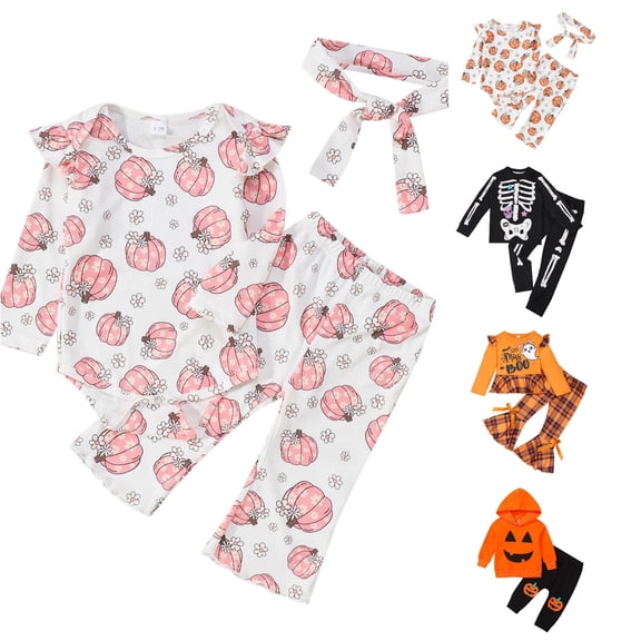 Miaoju Cotton Halloween Pajamas Size 10-12 Front Graphic Print Long Sleeve Pjs Cotton Tops and Pants Trendy Sleepwear Nightwear Loungewear 2 Piece Pjs for