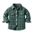 thumbnail image 2 of CAICJ98 Little Kids Toddler Baby Boy Button Down Cardigan Long Sleeve Plaid Flannel Shirt for Boys Sweater Coat Tops Spring Fall Clothes (Dark Green,10-11 Years), 2 of 5