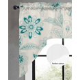 thumbnail image 2 of Teal Boho Swag Valances for Windows, Small Curtains Drapes, Vintage Pattern Ethnic Flower Tribal Leaf Kitchen Window Curtains Over Sink Window Treatment Valance for Bedroom/Bathroom 56"x36", 2 of 5