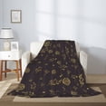 thumbnail image 3 of ZNDUO Brown Cartoon Graffiti Pattern Pattern Thickening Blanket, Fluffy Soft Cozy Flannel Throw Blankets, 80"x60" Inches, 3 of 8