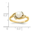 thumbnail image 3 of Solid 14k Yellow Gold 6mm Freshwater Cultured Pearl Diamond Ring Band Size 8.5 (.048 cttw.), 3 of 6