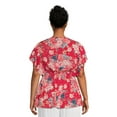 thumbnail image 3 of Romantic Gypsy Women's Plus Size Floral Flutter Sleeve V-Neck Top, Sizes 1X-4X, 3 of 5