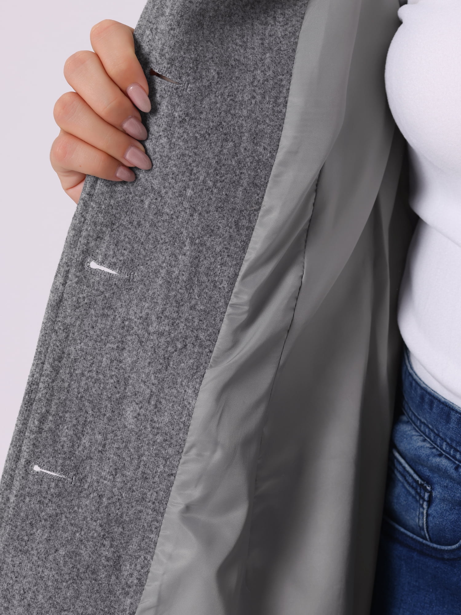 DARING DIVA Women's Plus Size Peter Pan Collar Single Breasted Coat 3X Gray