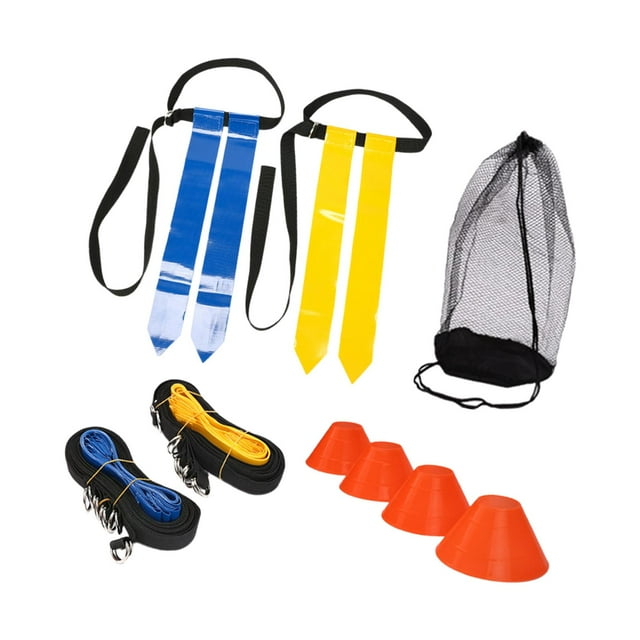 Banderas de cintura para rugby, banderas de entrenamiento de fútbol, resistentes con cinta negra, banderas de árbitro Amarillo y azul