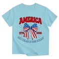 thumbnail image 3 of Boys Girls 4th of July Shirt American Flag T-Shirts for Kids Patriotic Tee Tops Independence Day Outfit Summer Short Sleeve(Light Blue,4-5 Years), 3 of 3