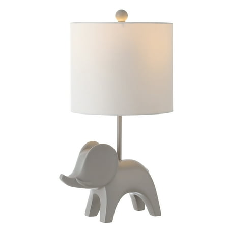 SAFAVIEH Ellie 20 in. Elephant Grey Ceramic Table Lamp with 100% White Cotton Shade SAFAVIEH Ellie 20 in. Elephant Grey Ceramic Table Lamp with 100% White Cotton Shade