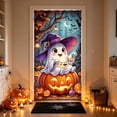 thumbnail image 4 of Halloween Ghost Door Cover,Cute Ghost Photography Backdrop Funny Pumpkin Moon for Halloween Front Door Wall Porch Sign Party Decorations, 4 of 6