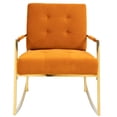 thumbnail image 3 of Upholstered Armchair Single Sofa Accent Comfortable Rocking Chair with Stainless Steel Feet Nursery Rocking Chair Velvet Fabric Padded Seat with High Backrest and Armrest Accent Chair(Orange), 3 of 8