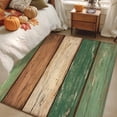 thumbnail image 4 of Retro Green Brown Wood Grain Washable Area Rug 4 x 6 ft Vintage Farmhouse Country Style, Soft Non Slip Rugs Stain Repellent Indoor Felt Carpet for Living Dining Room Bedroom Home Office, 4 of 9