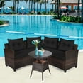thumbnail image 2 of Costway 4PCS Outdoor Patio Rattan Furniture Set Cushioned Sofa Table Black, 2 of 10