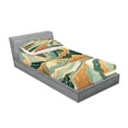 thumbnail image 2 of Ambesonne Mid Century Modern Boho Fitted Sheet & Pillow Sham Set, Landscape, Twinxl, Amber Teal Burnt Orange, 2 of 2