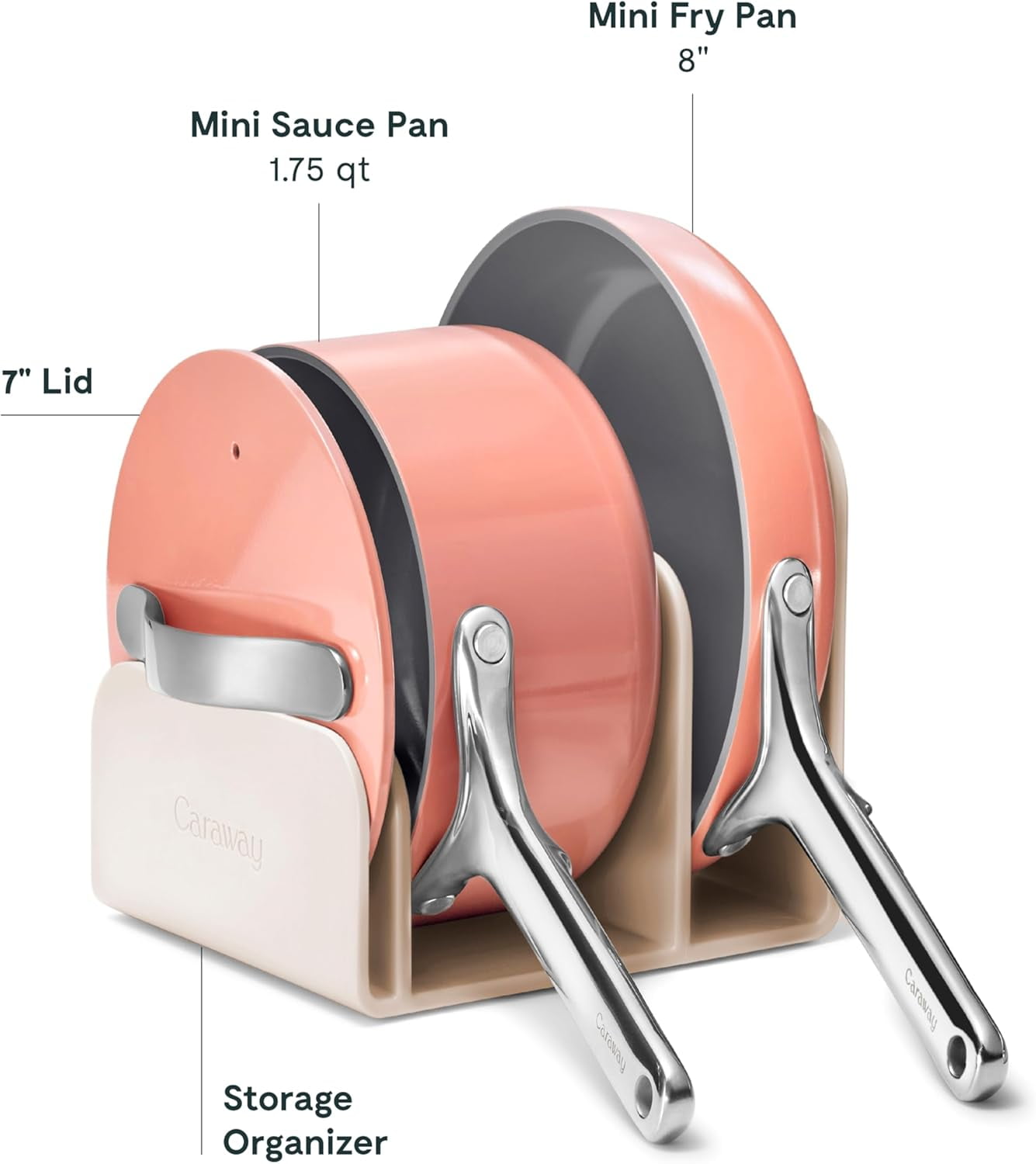 Caraway Mini Cookware Set - Non-Stick Ceramic Fry Pan (1.05 qt, 8") & Sauce Pan (1.75 qt) - Oven Safe & Stovetop Agnostic (Gas, Electric & Induction) - Perracotta