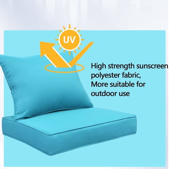 FKS LIFE Outdoor Patio Chair Cushions Set 24 L X 24 W X 4 H Waterproof Fade Resistant Deep Seat with Back Cushions Outdoor Seat Cushion Set for Chairs and Sofas(2 Set)