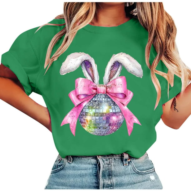 Tops de Manga Corta de Verano para las Mujeres Imprimir Blusa de Cuello Redondo, Moda Ligera de Poliéster Spandex